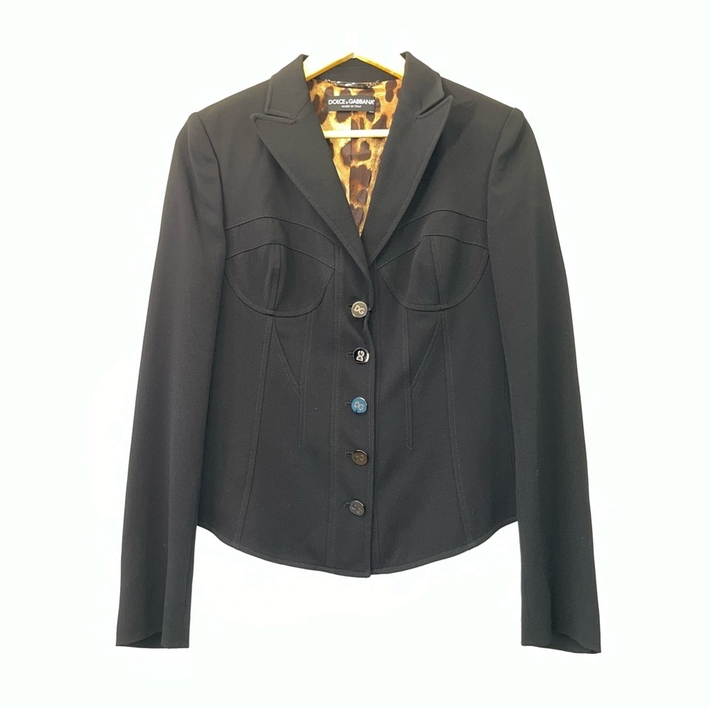 Dolce & Gabbana Black Bustier Blazer Jacket Y2K Single Breasted US 6 NWT ⚪️ - Picture 3 of 16